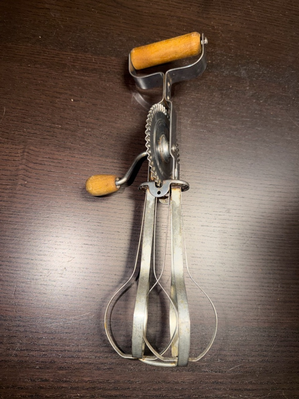 Vintage Hand Crank Egg Beater - Wood Handle